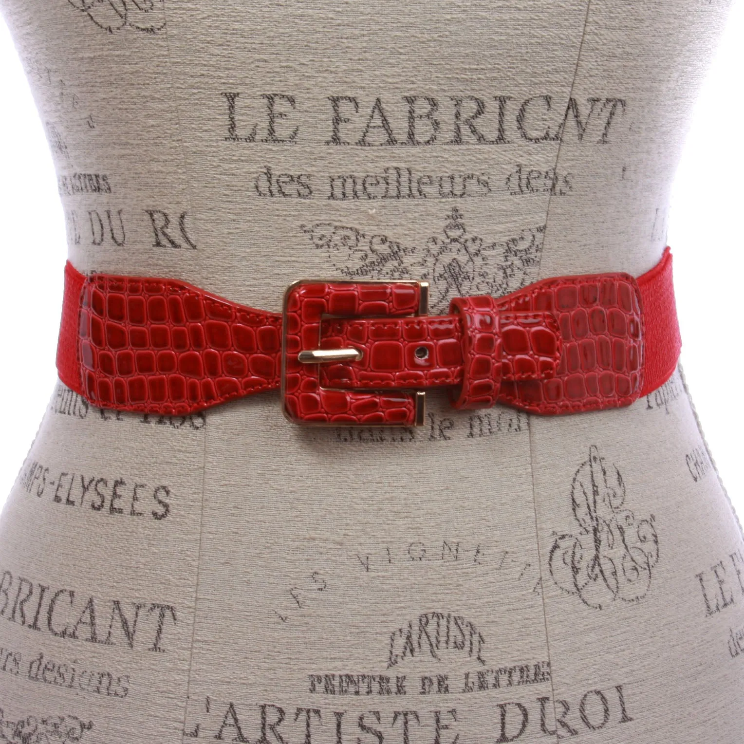 1 1/2" Ladies High Waist Fashion Croco Print Stretch Belt