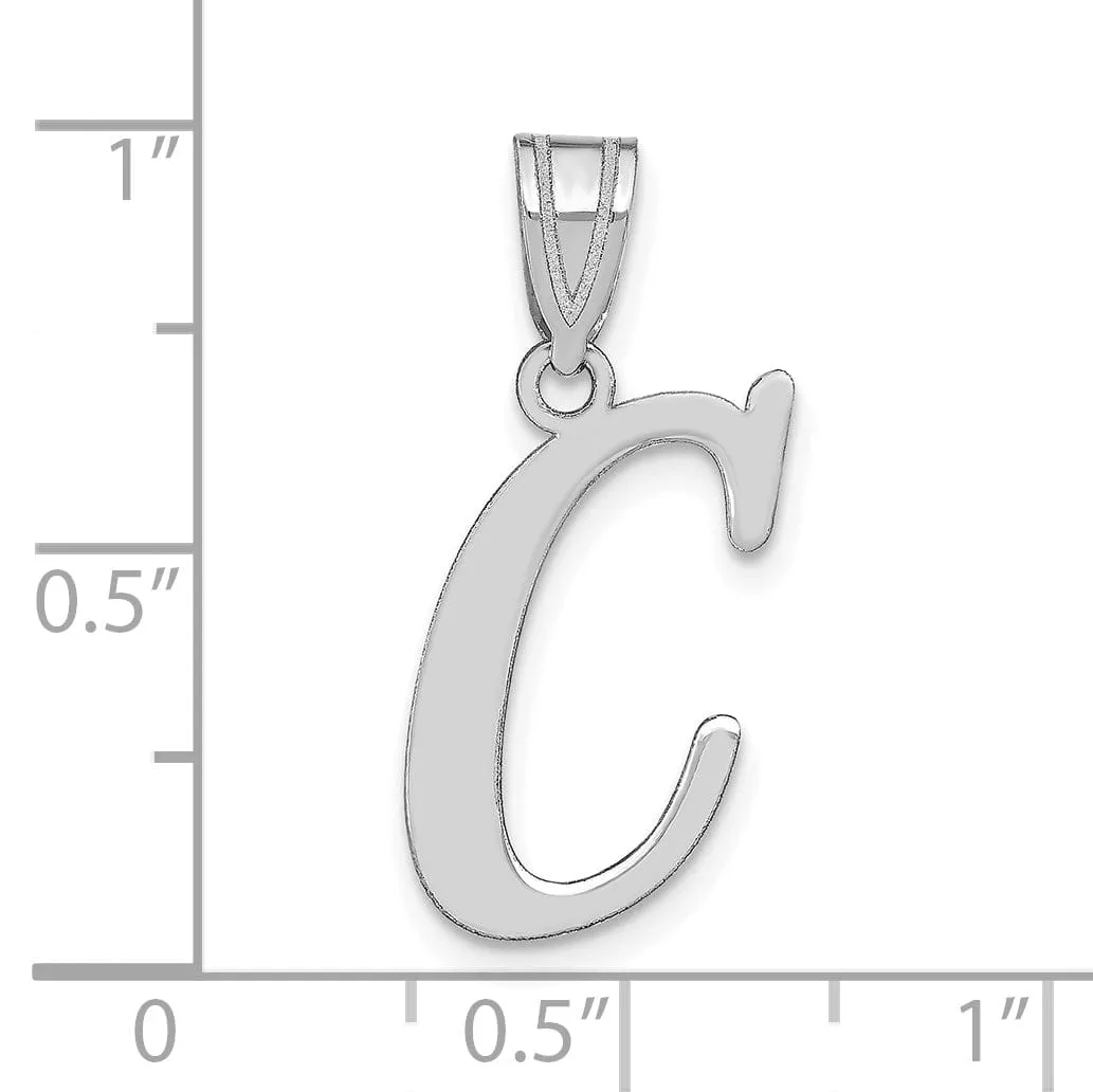 14k White Gold  Slanted Design Letter C Initial Charm Pendant