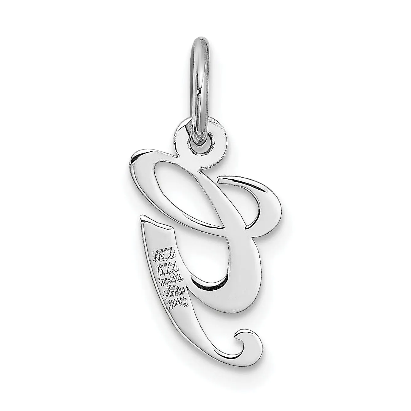 14K White Gold Small Size Fancy Script Letter G Initial Pendant