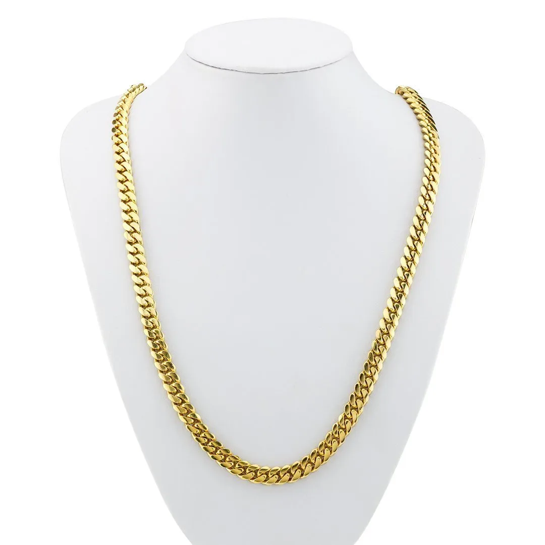 14k Yellow Gold Solid Mens Cuban Link Chain 8.25 mm