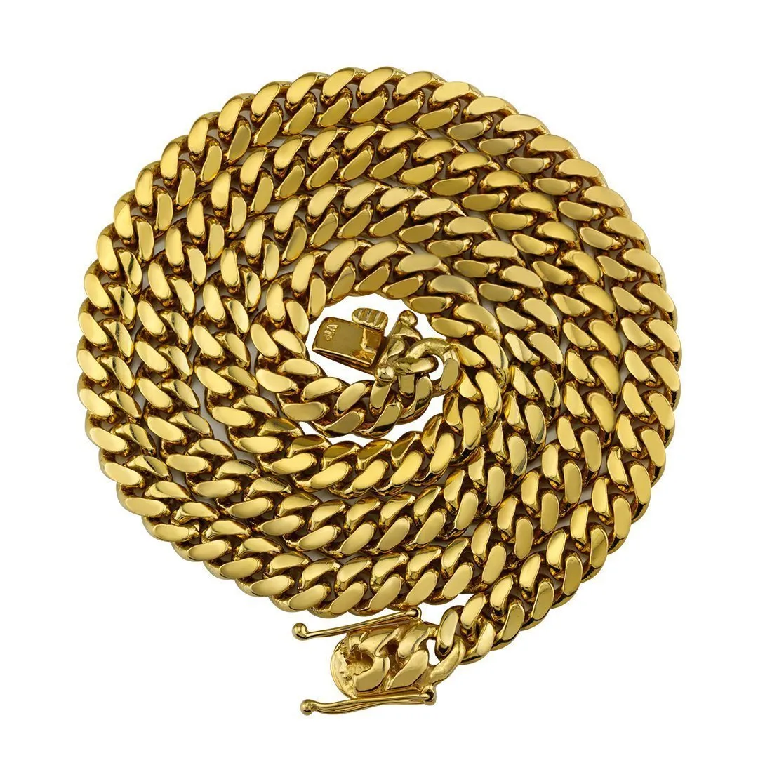 14k Yellow Gold Solid Mens Cuban Link Chain 8.25 mm