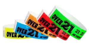 3/4" Tyvek Wristbands - Over 21 Age Verified