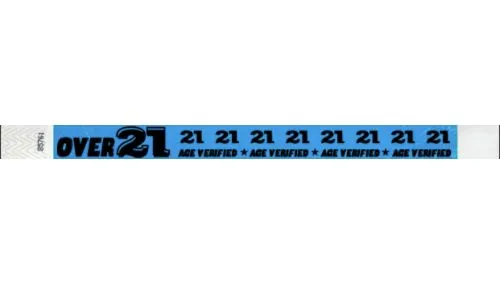 3/4" Tyvek Wristbands - Over 21 Age Verified