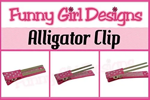 4 Piece PASTEL DOT No Slip Ribbon Lined Double Pronged Alligator Hair Clip Set