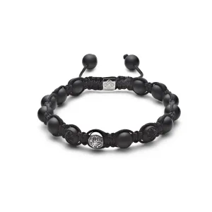 8 mm Black Braided 18K Whitegold Bracelet w. Diamond