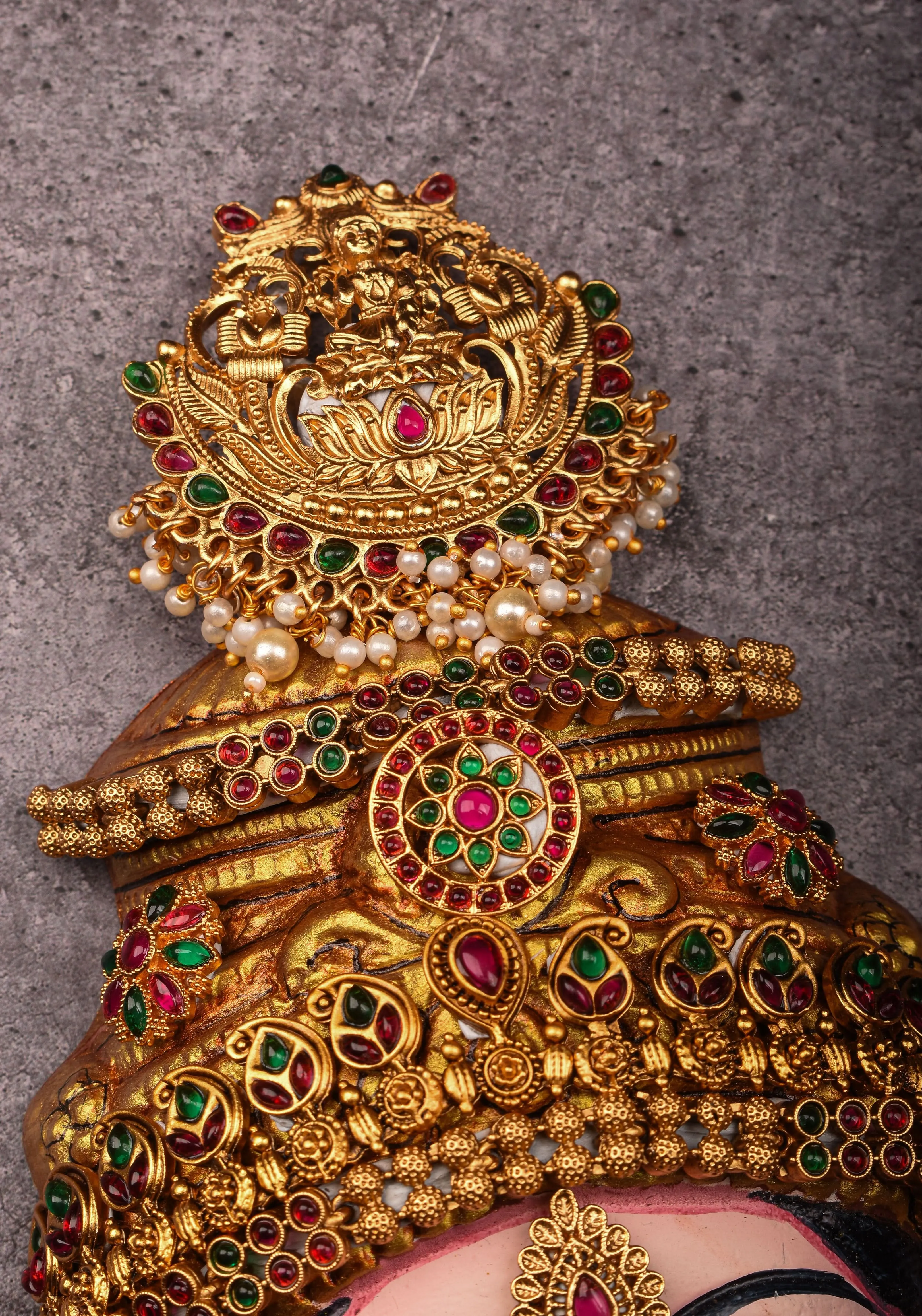 8"Varalakshmi Amman Face with Crown and  Jewelry Stone Decoration