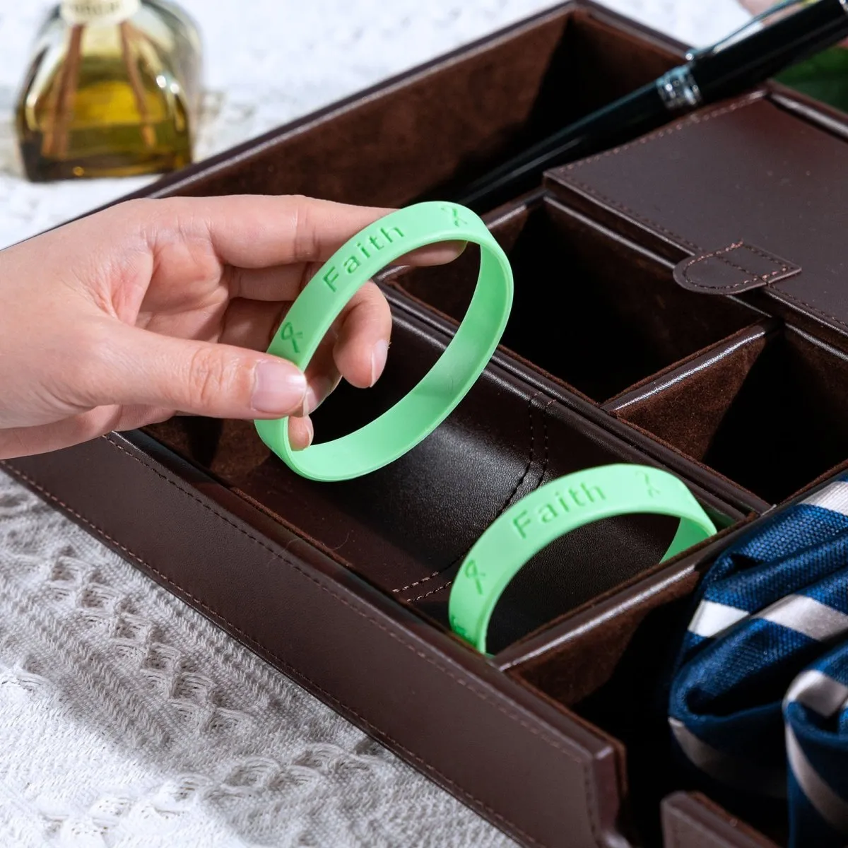 Adult Light Green Silicone Bracelet Wristbands