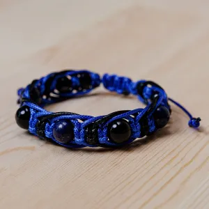 Agate & Lapis Lazuli Beaded Macrame Shambhala-Style Bracelet - Shambhala Style | NOVICA