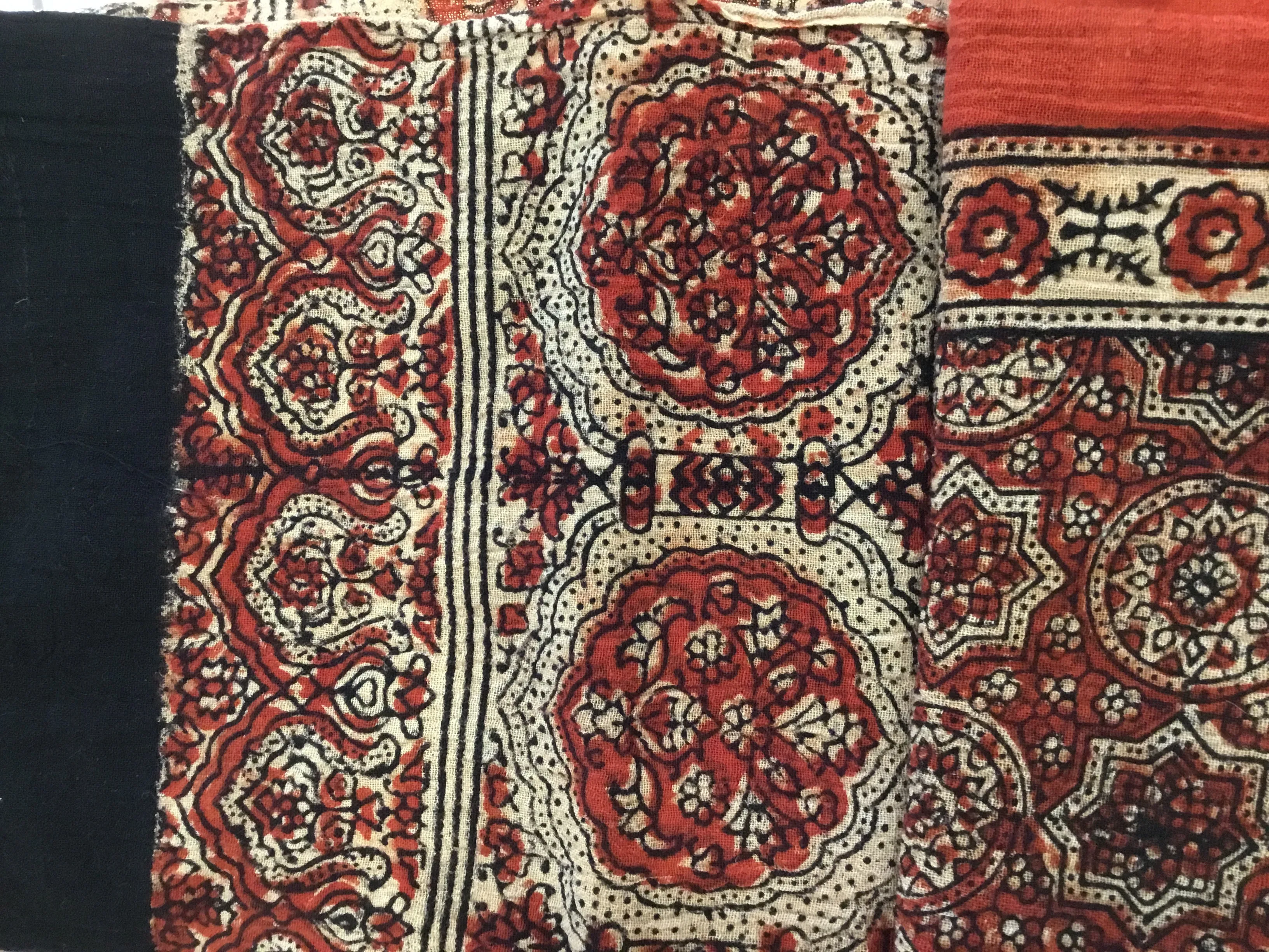 Ajrakh Organic Cotton Scarf - Pomegranate Mosaic