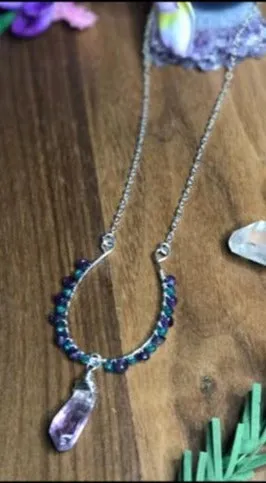 Amethyst and Aventurine Horseshoe Necklace