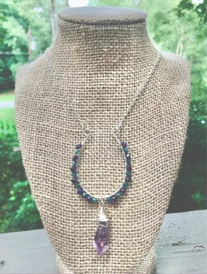 Amethyst and Aventurine Horseshoe Necklace