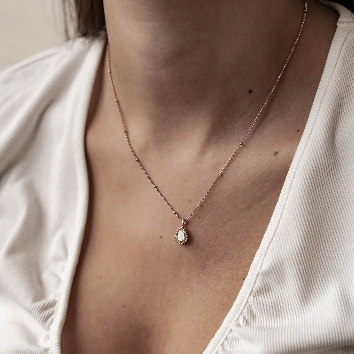 August Peridot Birthstone Necklace Sterling Silver
