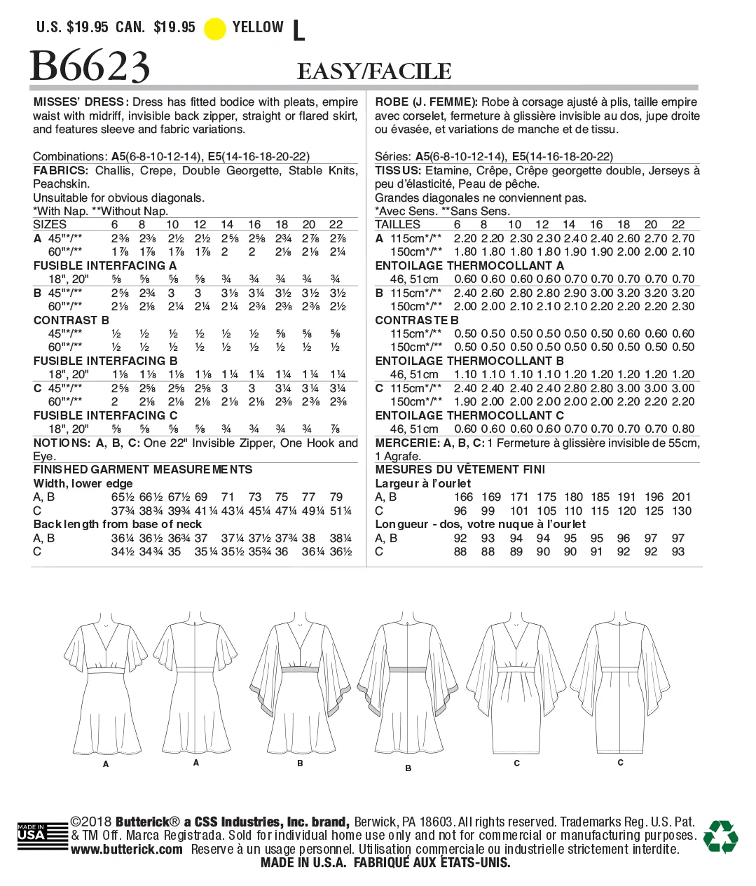 B6623 Misses' Dress
