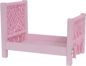 Babymoon Macrame Bed | Wooden Properties | Baby Photography Props | Pink