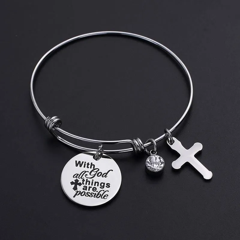 Bible Verse Bracelet <br> All Things Are Possible (Bangle)