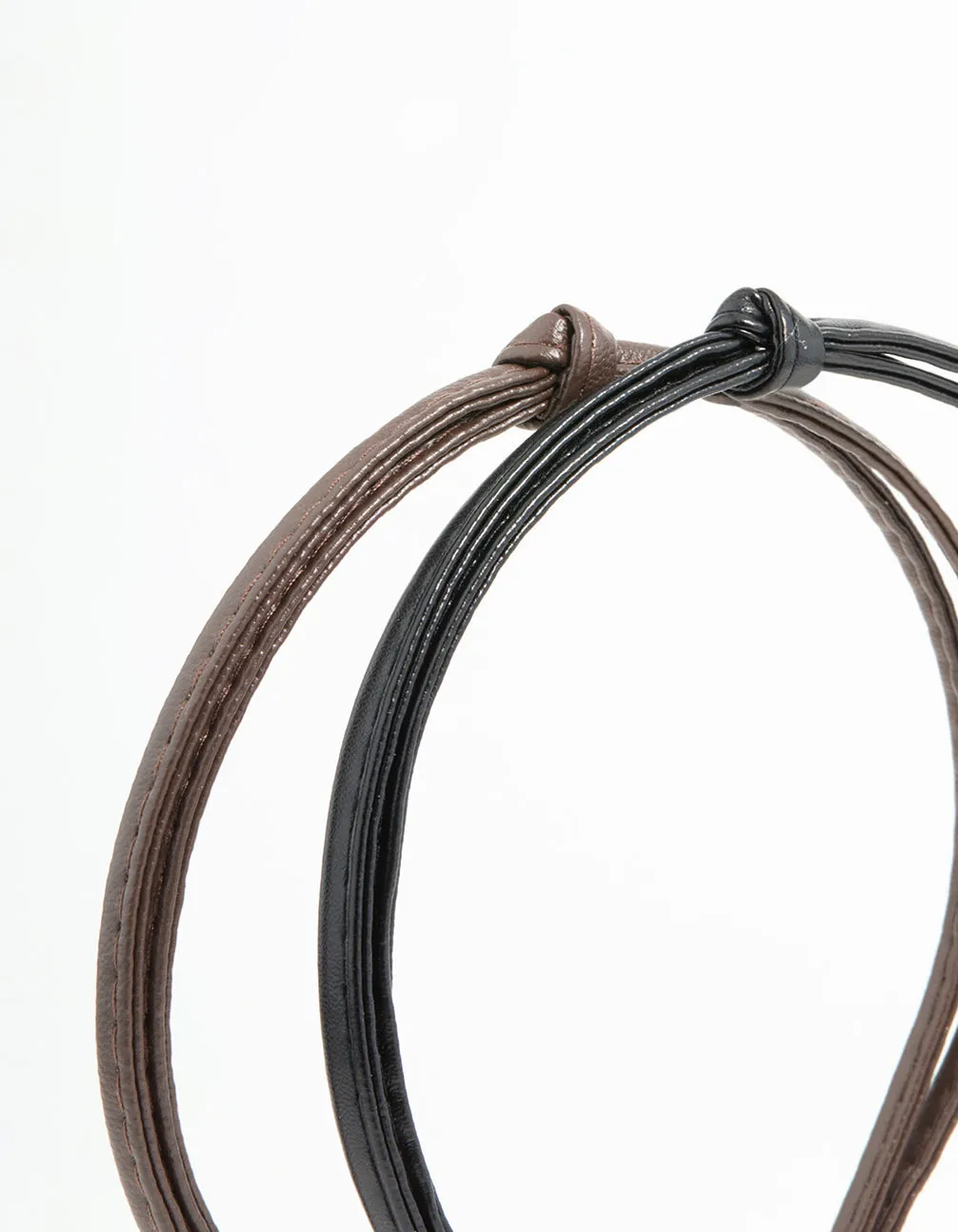 Black & Brown Faux Leather Small Knitted Headbands 2-Pack