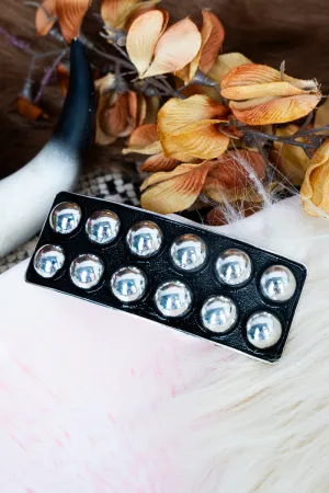 Black and Silvertone  Studded Hair Barrette