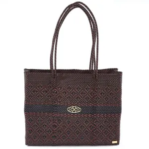BLACK BURGUNDY TRAVEL TOTE BAG WITH CLUTCH