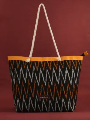 Black Mustard Ikat Tote Bag - B0807