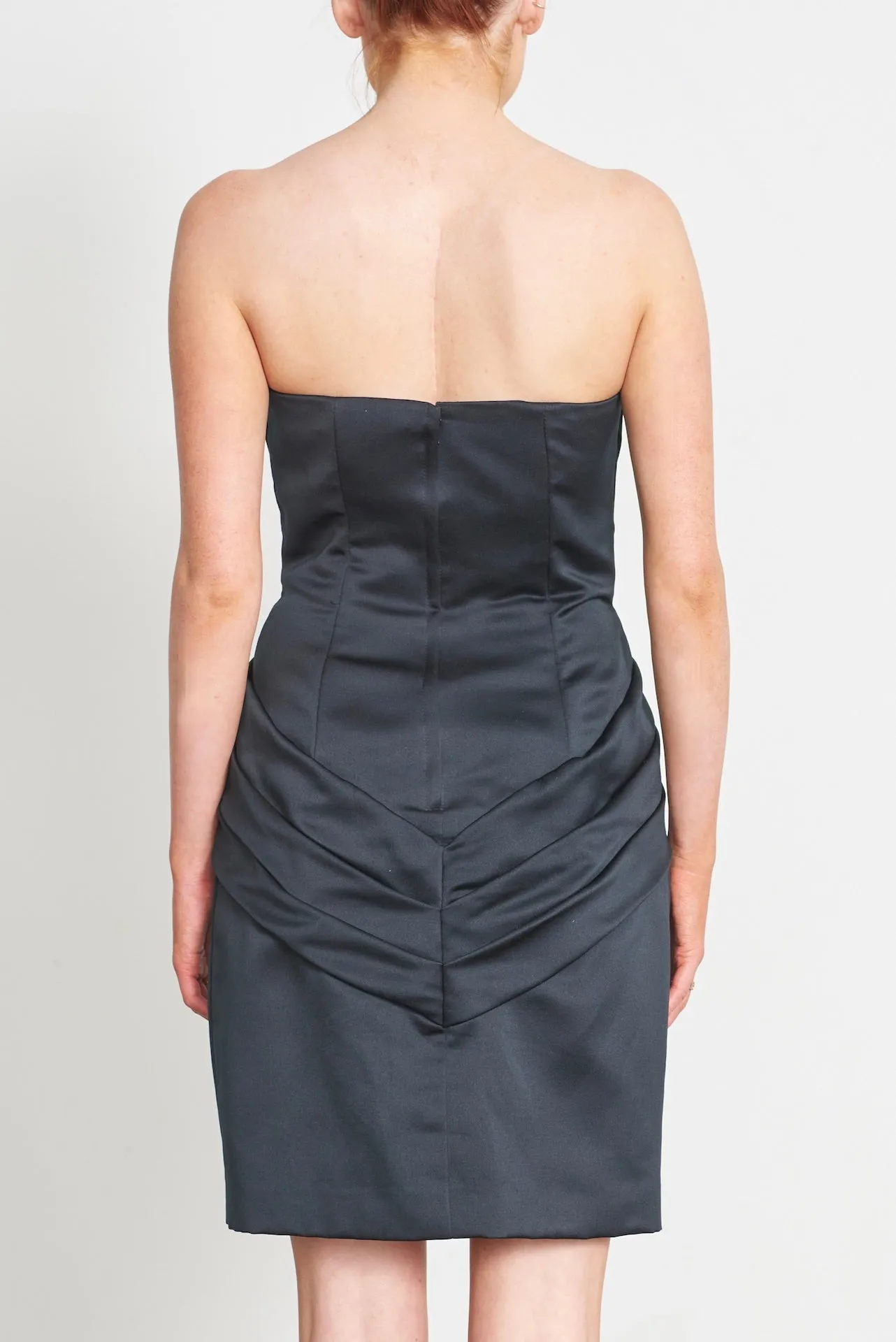 Black Satin Victor Costa 1980's strapless dress - Vintage