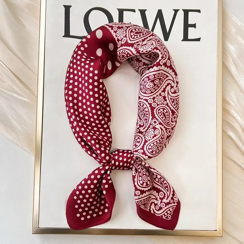 Blue Temperament Small Square Women's Spring And Autumn Matching Shirt Stewardess Professional Decoration Neck Thin Scarf