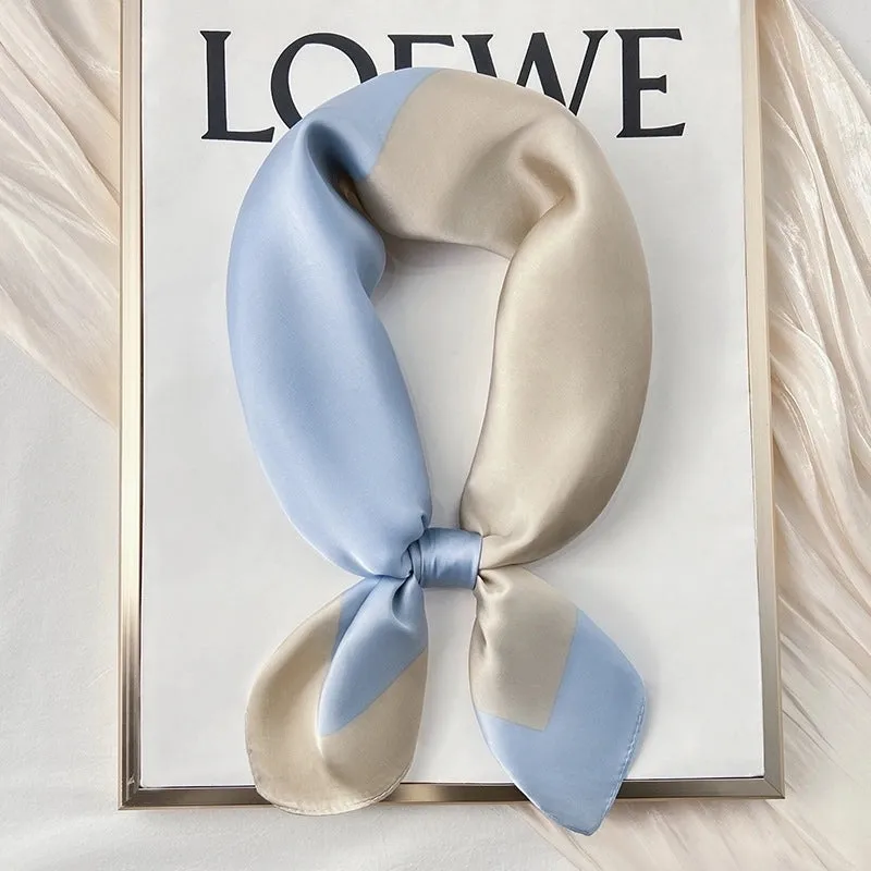 Blue Temperament Small Square Women's Spring And Autumn Matching Shirt Stewardess Professional Decoration Neck Thin Scarf