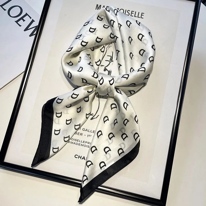 Blue Temperament Small Square Women's Spring And Autumn Matching Shirt Stewardess Professional Decoration Neck Thin Scarf