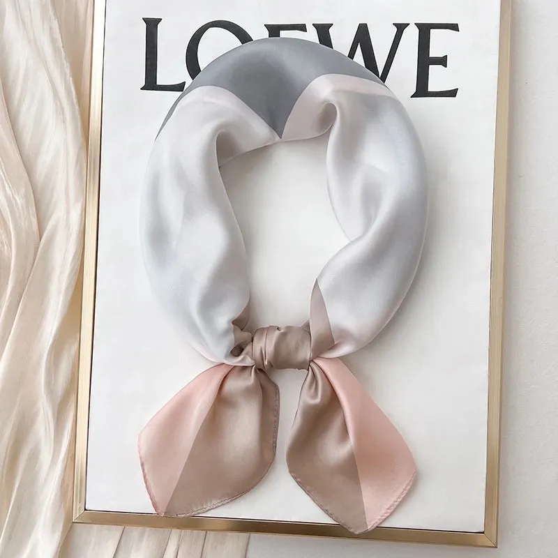 Blue Temperament Small Square Women's Spring And Autumn Matching Shirt Stewardess Professional Decoration Neck Thin Scarf