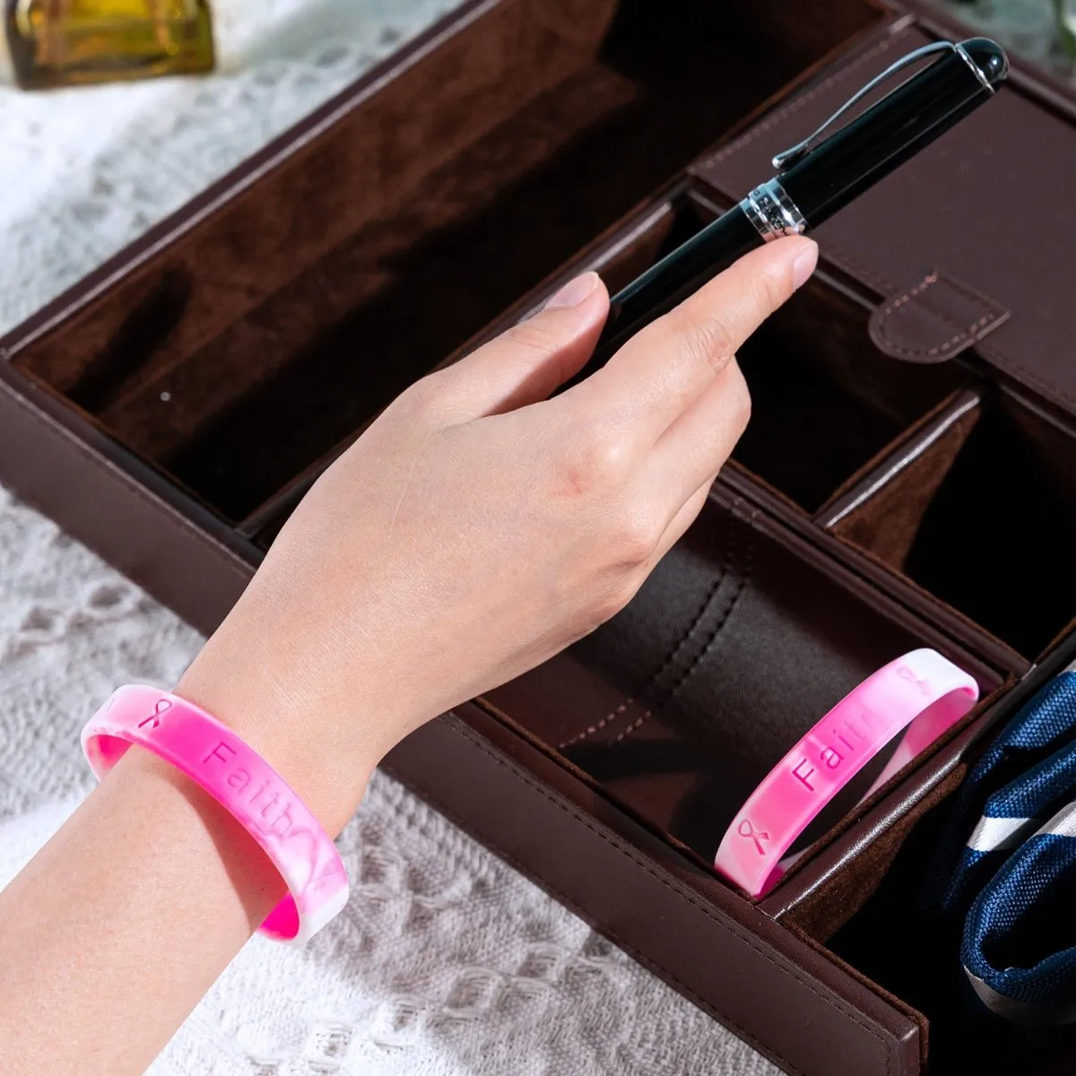 Camoflauge Breast Cancer We're In This Together Silicone Bracelets