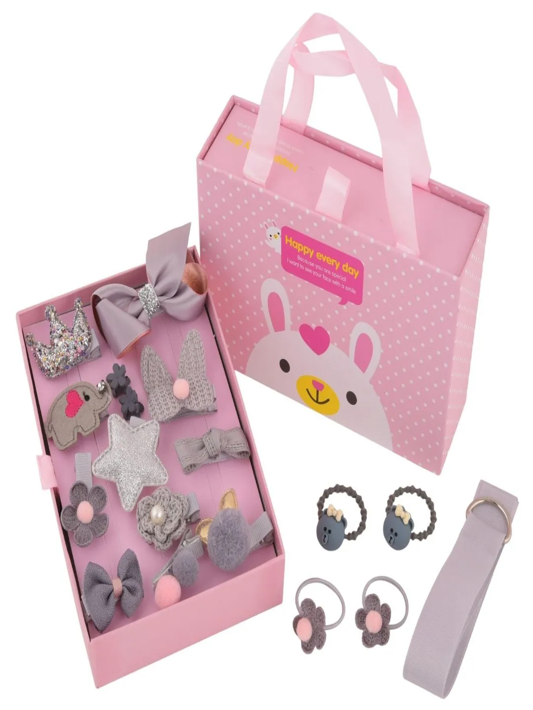 Chic Hair Clips Set for Girls - Silver, Pack of 18