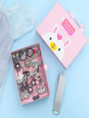Chic Hair Clips Set for Girls - Silver, Pack of 18