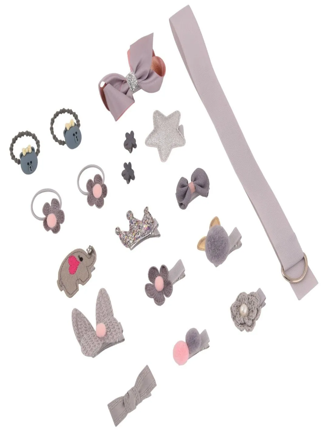 Chic Hair Clips Set for Girls - Silver, Pack of 18