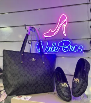 COMBO DEAL OF COACH ZIP TOTE BAG AND COACH FLAT PUMPS - BLACK