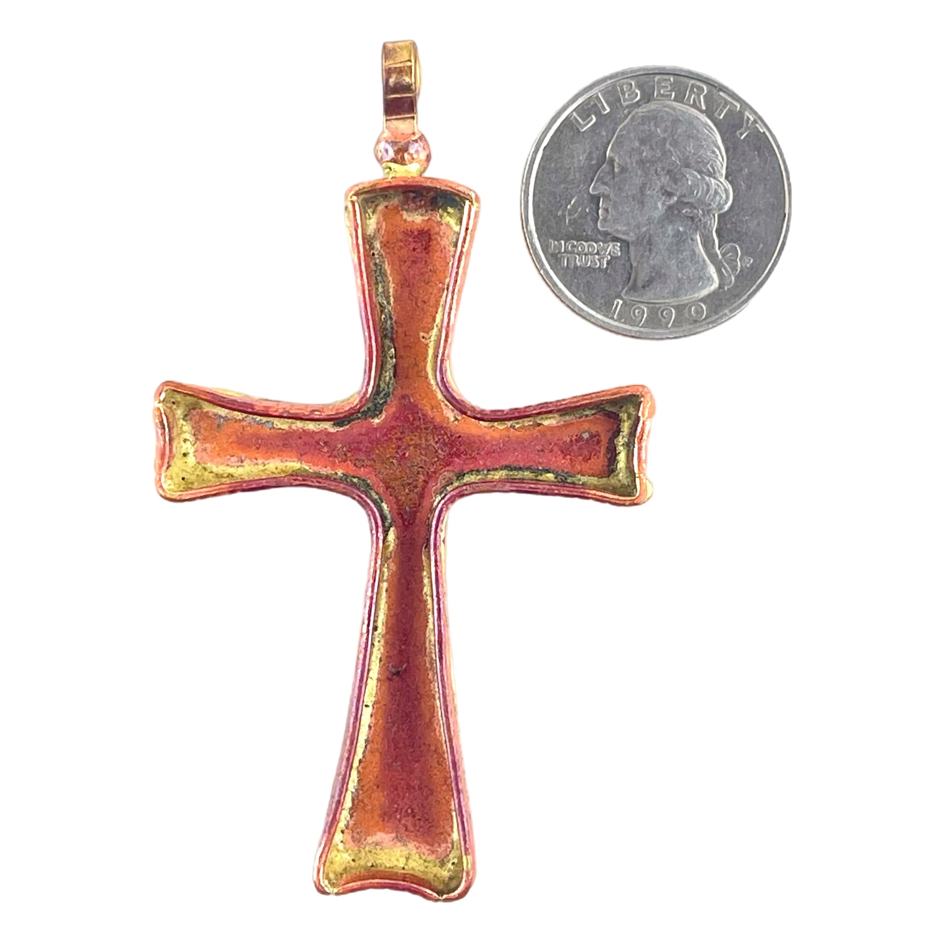 Copper Cross Bezeled Pendant