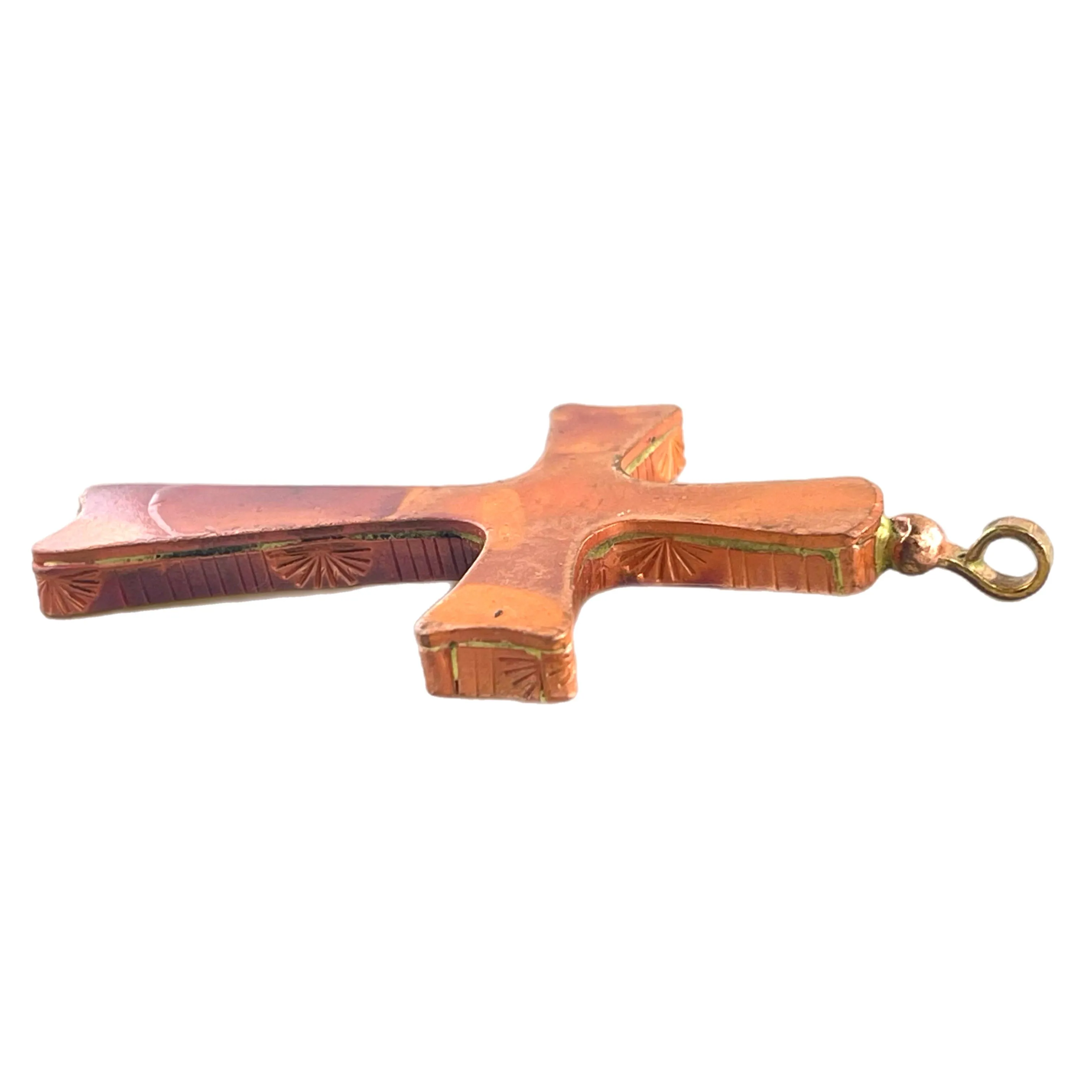 Copper Cross Bezeled Pendant