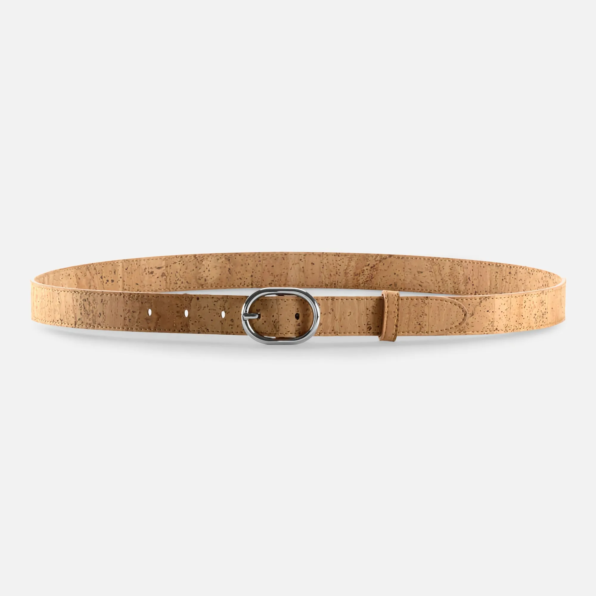 Corkor Vegan Cork Women's Belt 25 mm Wide, Light Brown