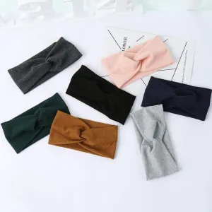 Cotton Women Headband Turban Solid Color Girls Knot Hairband Hair Accessories Twisted Ladies Makeup Elastic Hair Bands Headwrap