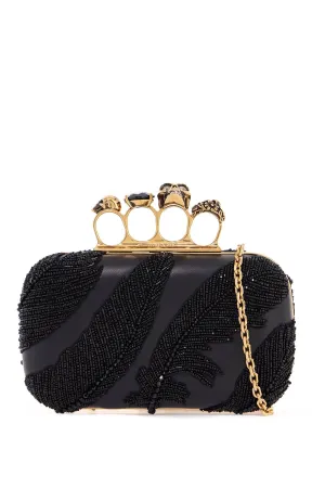 Crystal Feather Leather Clutch