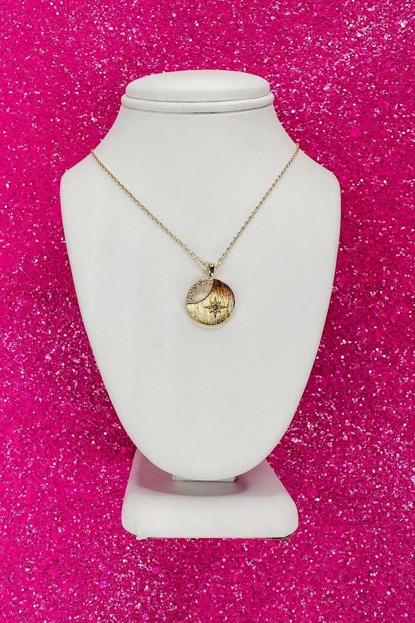 Crystal Star Cut Out Pendant Gold Necklace