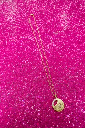 Crystal Star Cut Out Pendant Gold Necklace
