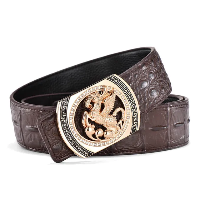 DESTINY Designer Belts Men Luxury Famous Brand Male Genuine Leather Strap Waist Gold Silver Horse Belt Pegasus Design Wedding