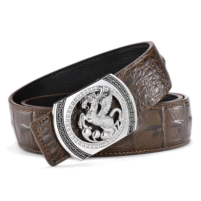 DESTINY Designer Belts Men Luxury Famous Brand Male Genuine Leather Strap Waist Gold Silver Horse Belt Pegasus Design Wedding