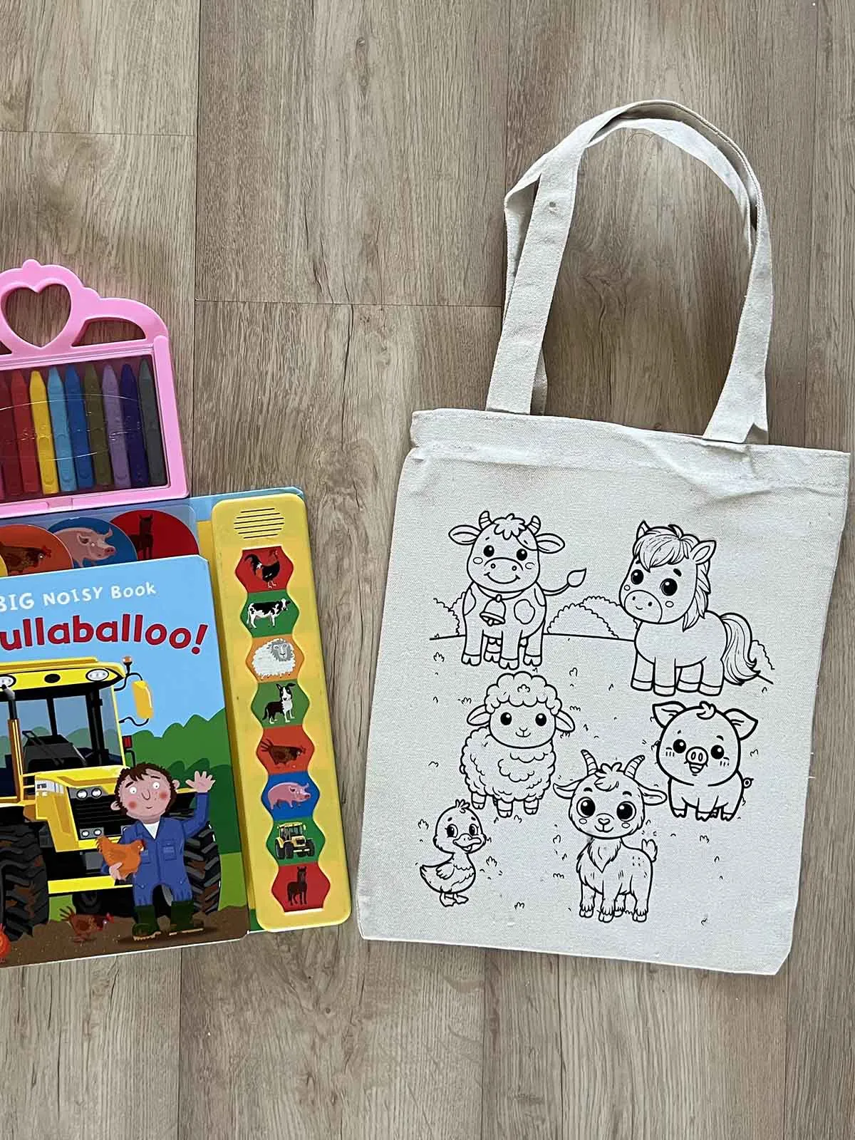 DIY Colouring Farm Animals Tote Bag
