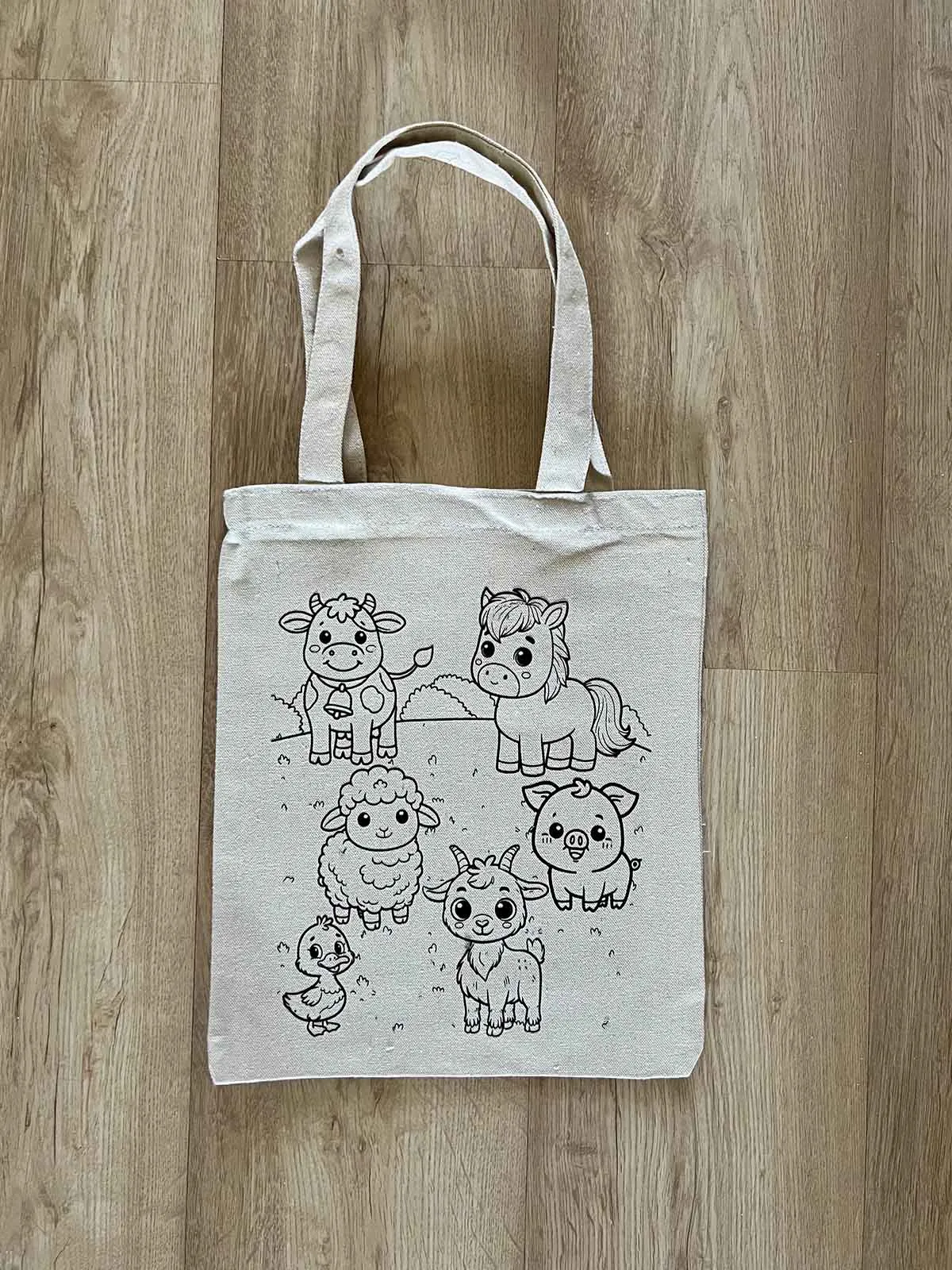 DIY Colouring Farm Animals Tote Bag