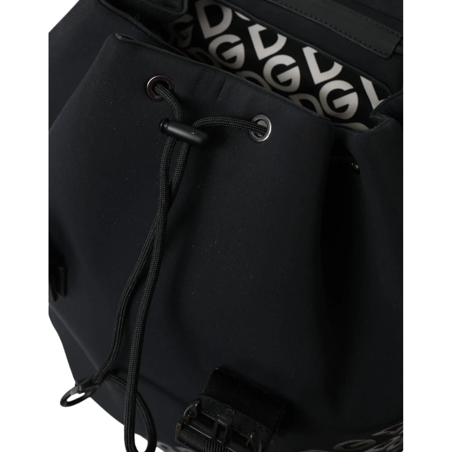 Dolce & Gabbana Black Neoprene Nylon DG Logo School Backpack Bag