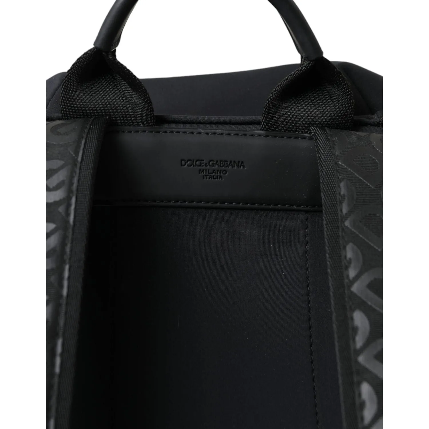 Dolce & Gabbana Black Neoprene Nylon DG Logo School Backpack Bag