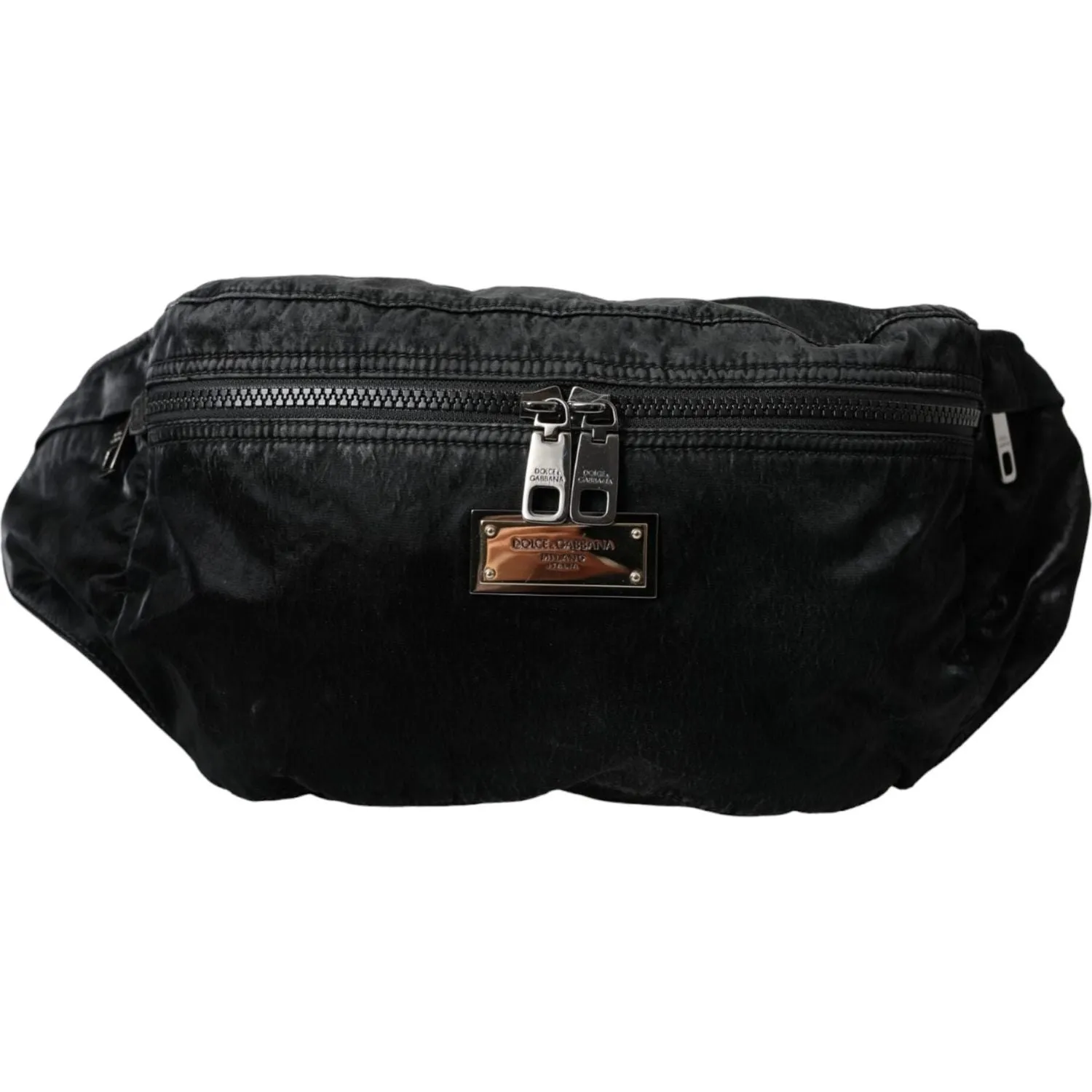 Dolce & Gabbana Black Nylon Logo Plaque Belt Waist Fanny Pack Bag