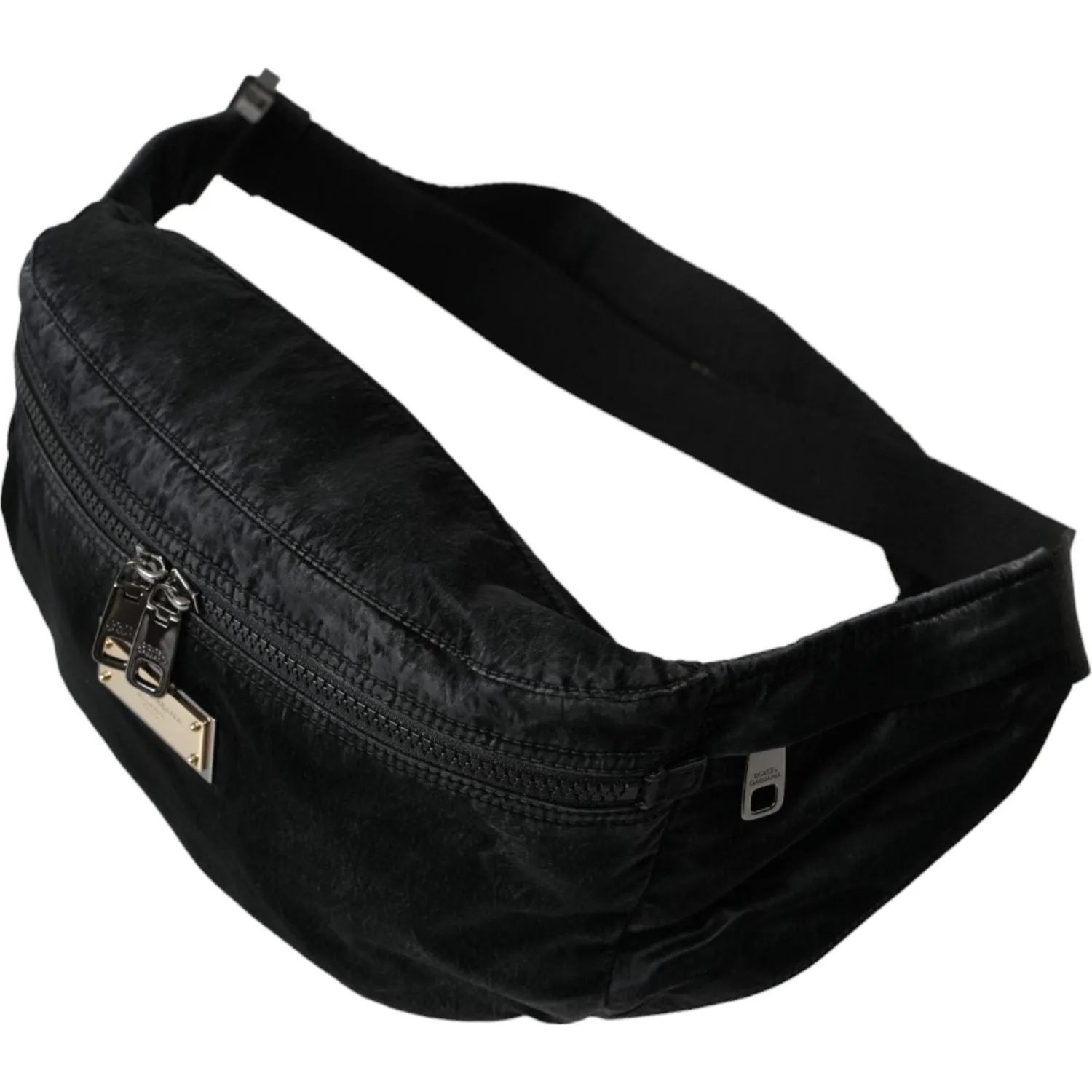 Dolce & Gabbana Black Nylon Logo Plaque Belt Waist Fanny Pack Bag