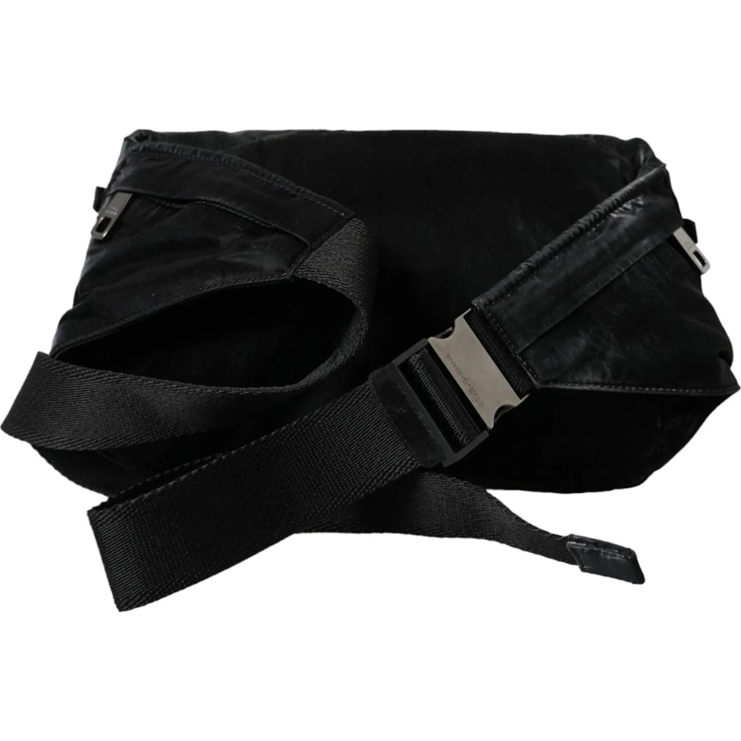 Dolce & Gabbana Black Nylon Logo Plaque Belt Waist Fanny Pack Bag