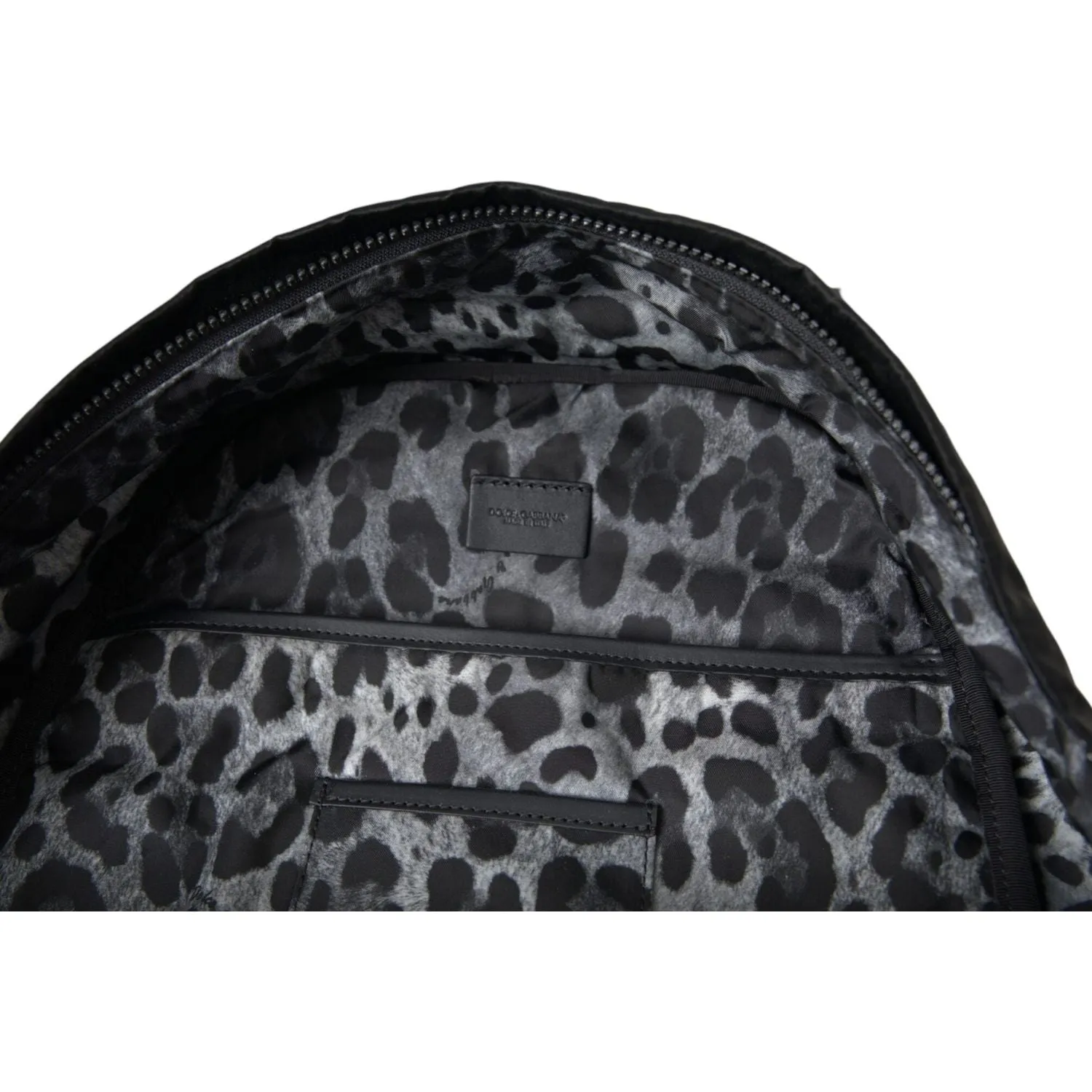 Dolce & Gabbana Black Patent Leather Logo Plaque Backpack Bag